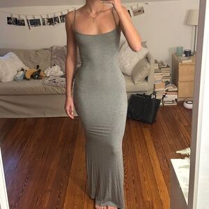 Skims long grey cami dress